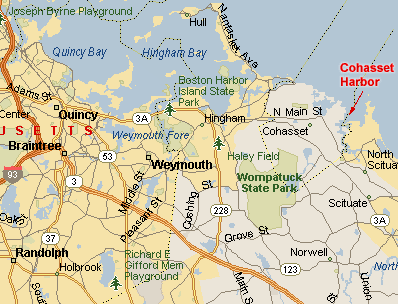 Map to Cohasset Harbor
